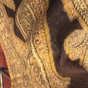brown and gold paisley tapestry wrap